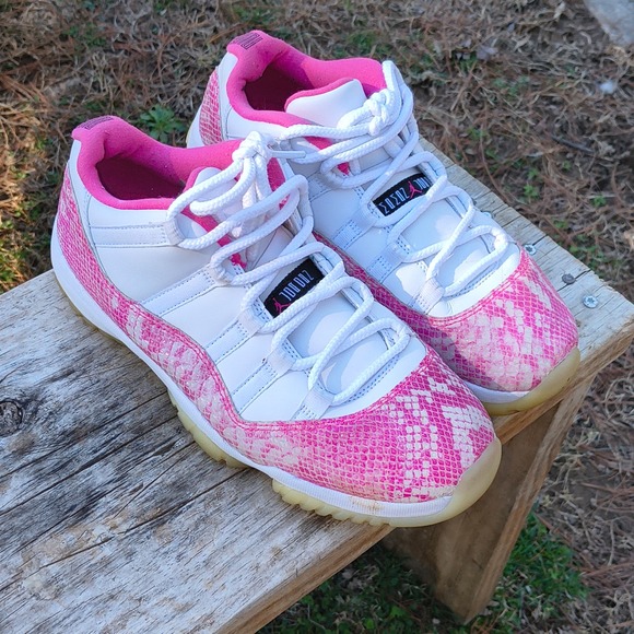 Jordan 11 Retro Low Pink Snakeskin Womens Sneakers AH7860-106 White Pink - Picture 9 of 9